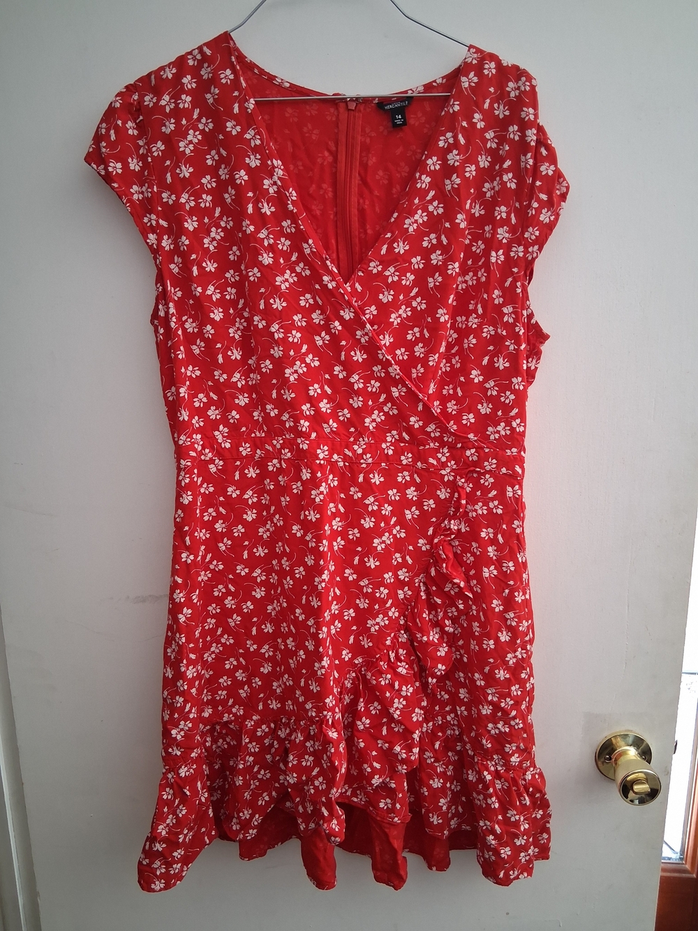 J. Crew Red Floral Wrap Dress
